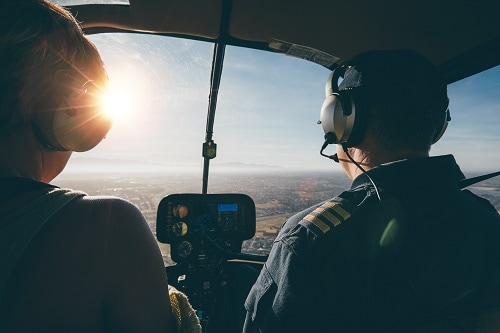 Inside one of our helicopters