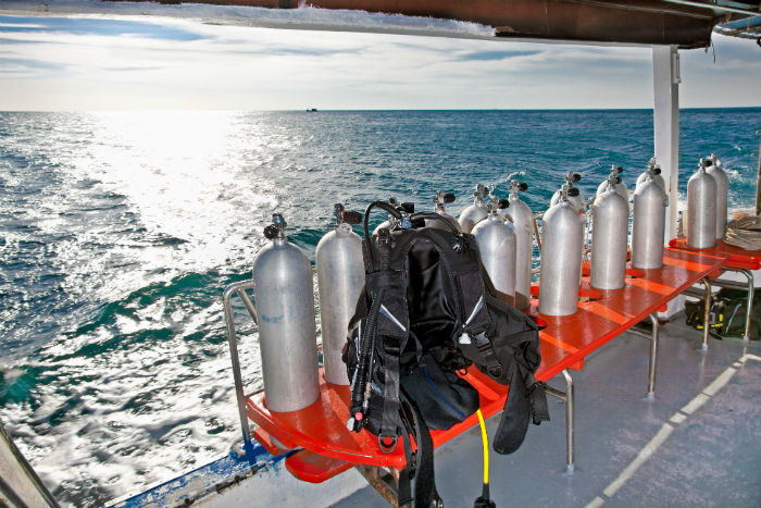 Scuba tanks ready for diving